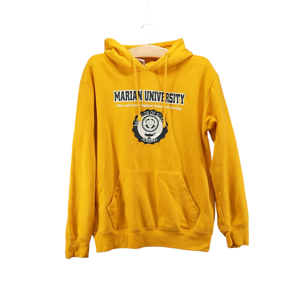 Dodger Men's Marian University Nursing Pullover Graphic Hoodie Yellow Small